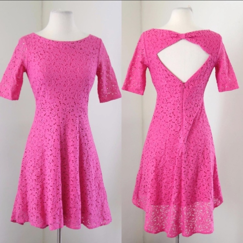 Pink lace high low dress